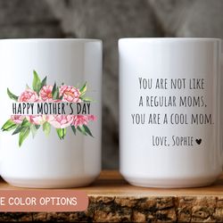 cool mom mothers day gift, funny mothers day mug, botanical wildflowers mothers day gift, name flower gift for grandma,