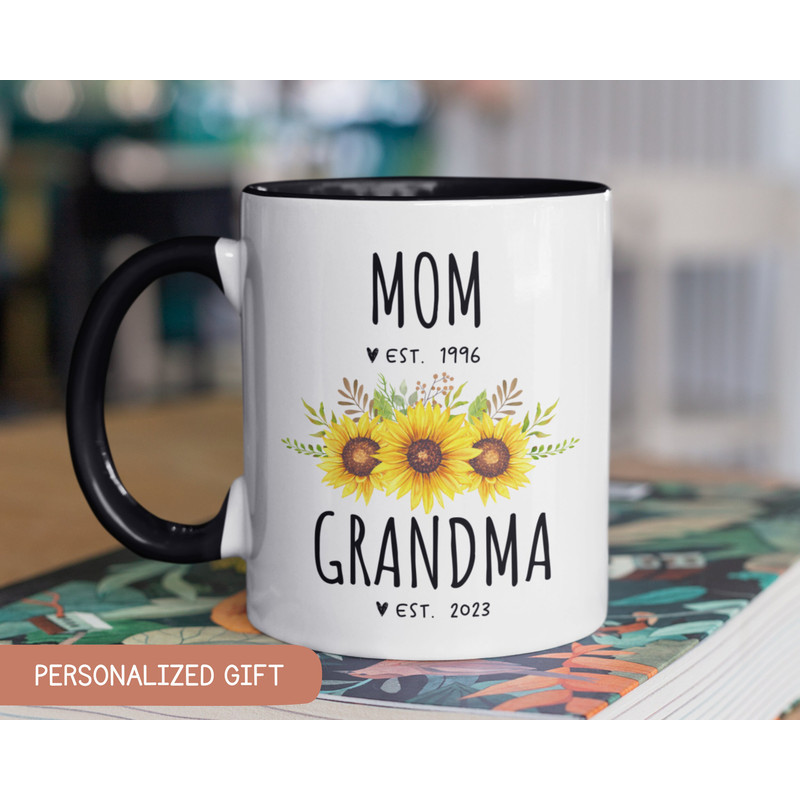 Custom Gift for Grandma, Grandma Pregnancy Announcement, New Grandma Mug, New Grandma Gift, Mom To Grandma Gift, Grandma Sunflower Mug.jpg