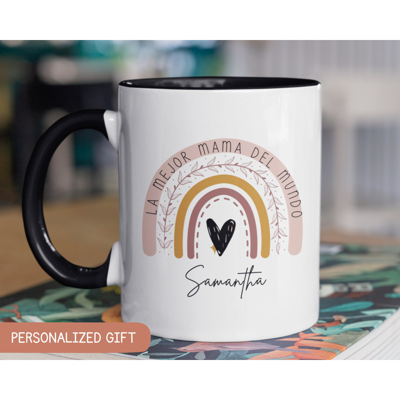 Custom Mama Mug, Rainbow Mama Mug, Mother's Day Coffee Mug, Mothers Day Gift for New Mom Gift, Mejor Mama del Mundo Gift.jpg