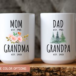 custom mugs for new grandparents, personalized gift for new grandma & grandpa, baby announcement mug, best grandparents