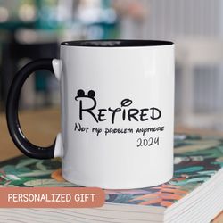 custom retirement gift, retirement gifts for women, retirement gift for man, custom retired mug, retired 2024 mug, retir