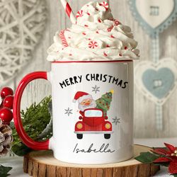 custom santa mug, personalized holiday mug, santa mug for kids, hot chocolate christmas mug, christmas eve gift box, chr
