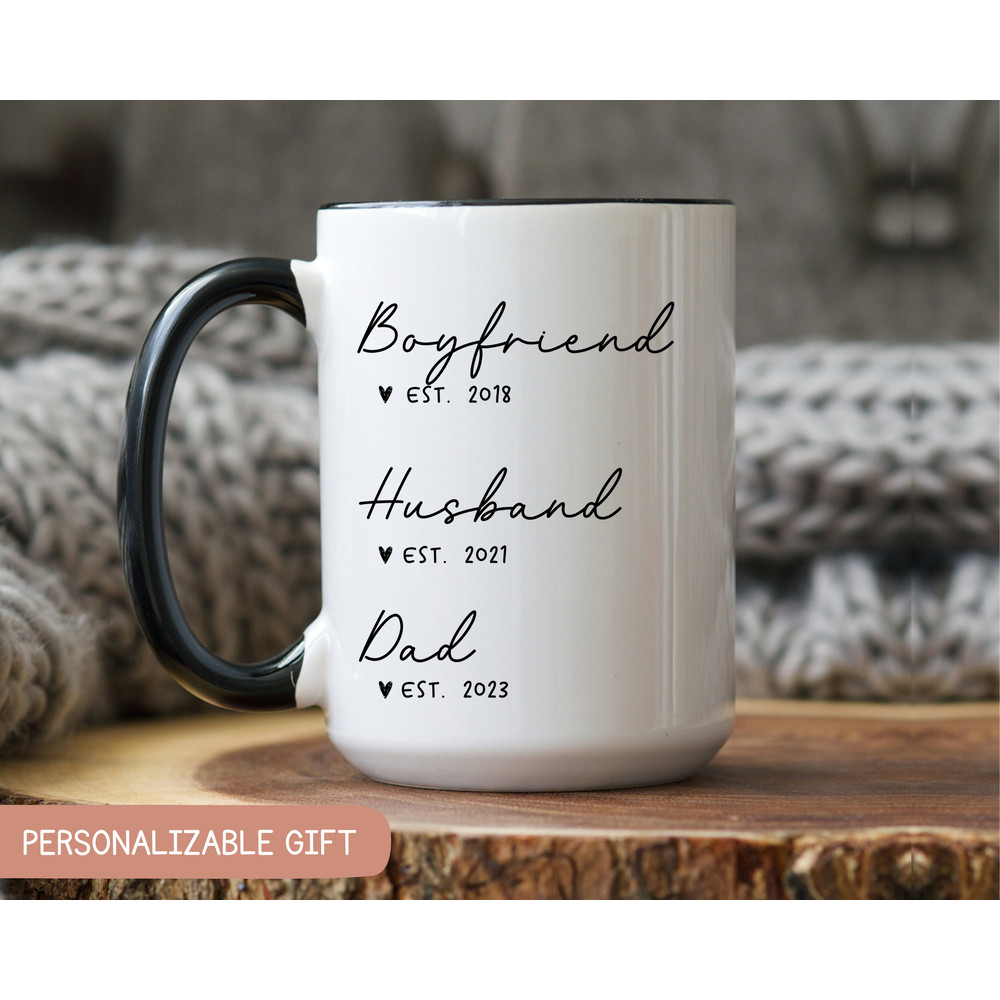 First Time Dad Gift From Wife, Gifts For New Dad, Boyfriend Husband Dad Mug Personalized, Pregnancy Announcement, New Dad coffee Mug.jpg