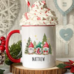 gnome christmas mug personalized, custom holiday mug, santa mug for kids, hot chocolate christmas mug, christmas eve, ch