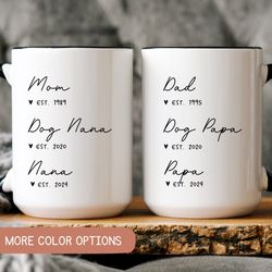 grandparents pregnancy announcement, new nana gift, new papa gift, nana and papa mug set, new baby announcement, new gra