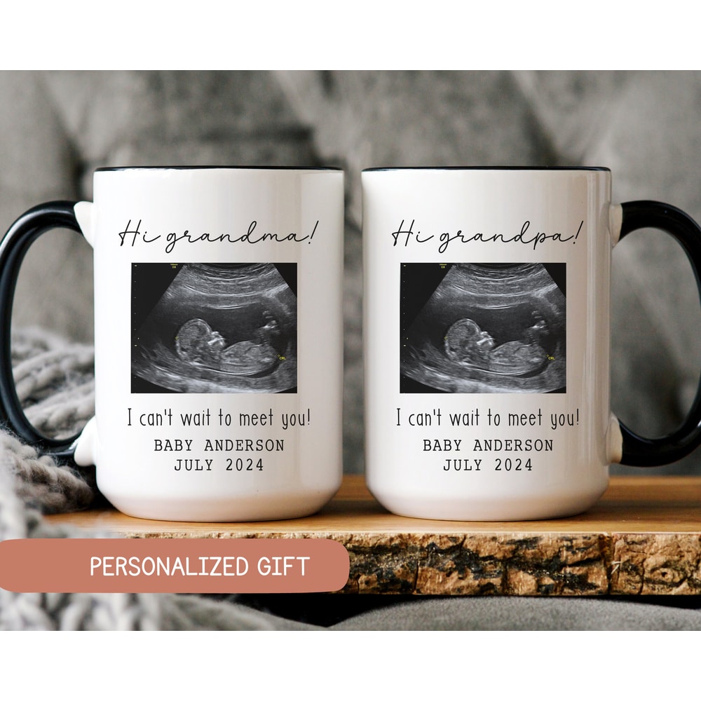 Hi Grandma and Grandpa Photo Ultrasound Mug, Family Pregnancy Announcement Gift, Baby Announcement Reveal Idea Grandparents, Grandma Grandpa.jpg
