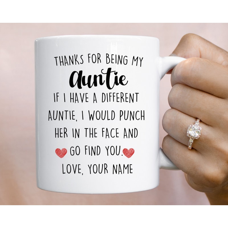 Personalized Auntie Gift for Aunt Mug, Thanks for Being My Auntie Cup Birthday Christmas Gift from Niece Nephew Auntie Announcement New Aunt.jpg