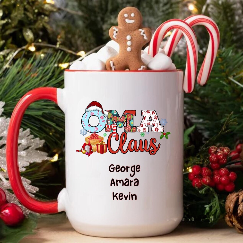 Personalized Oma Claus Mug for Oma Gifts for Grandma from Grandkids Christmas Gift for Oma Coffee Mug Custom Grandchildren Names Oma Mug.jpg