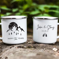 tin year anniversary mug, custom 10th anniversary gift, personalized 10 year, 10th anniversary tin gifts, happy tin year