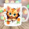 3D Cat Hole In A Wall Mug Wrap, 11oz & 15oz Mug Template, Mug Sublimation Design, Orange Flowers Mug Template, Instant Digital Download PNG.jpg