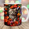 3D Cat Mug Wrap, 11oz & 15oz Mug Template, Mug Sublimation Design, Wild Flowers Mug Wrap Template, Instant Digital Download PNG.jpg