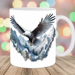 3d eagle mug wrap  11oz and 15oz mug template  mug sublimation design  mountain landscape mug wrap template