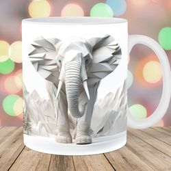 3d elephant mug wrap  11oz & 15oz mug template  mug sublimation design  mountains mug wrap template