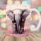 3D Elephant Mug Wrap, 11oz & 15oz Mug Template, Mug Sublimation Design, Pink Flowers Mug Wrap Template, Instant Digital Download PNG.jpg