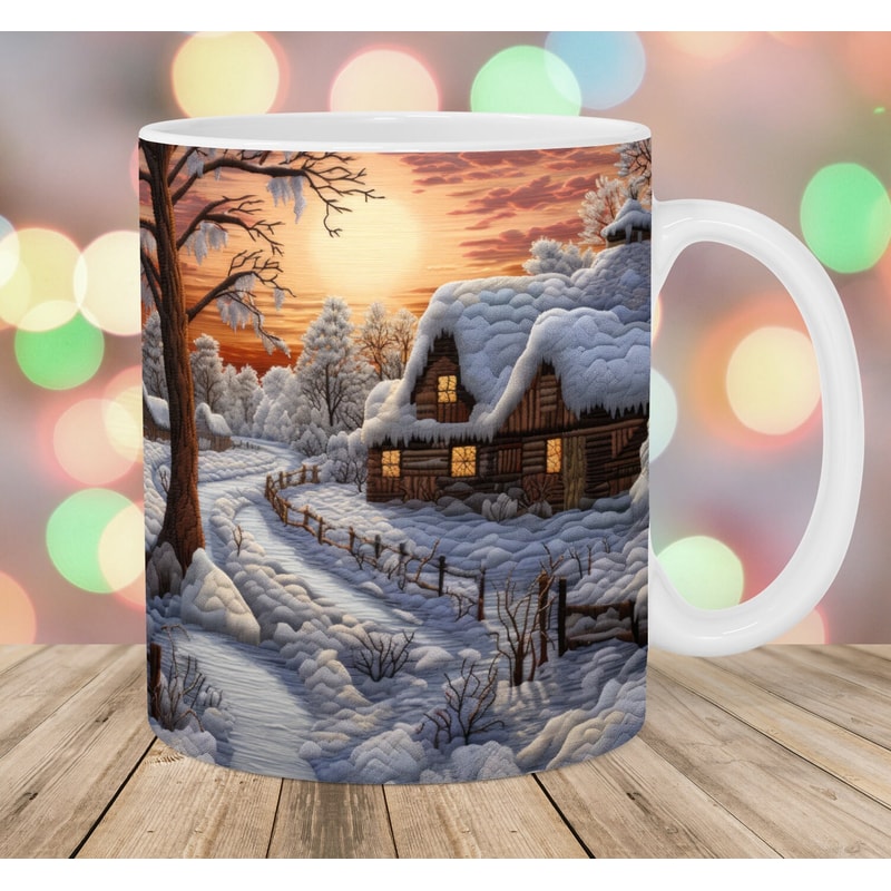 3D Embroidered Winter Country Mug Wrap, 11oz & 15oz Mug Template, Mug Sublimation Design, Mug Wrap Template, Instant Digital Download PNG.jpg