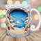 3D Fish Hole In A Wall Mug Wrap, 11oz & 15oz Mug Template, Seashells Mug Sublimation Design, Ocean Mug Wrap Template, Digital Download PNG.jpg