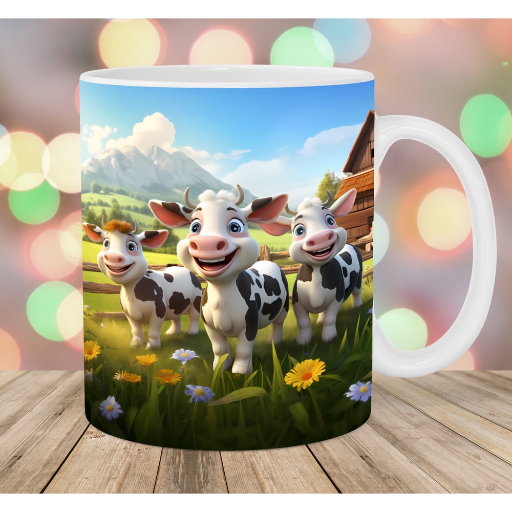 3D Funny Cows Mug Wrap, 11oz And 15oz Mug Template, Mug Sublimation Design, Farm Mug Wrap Template, Instant Digital Download PNG.jpg
