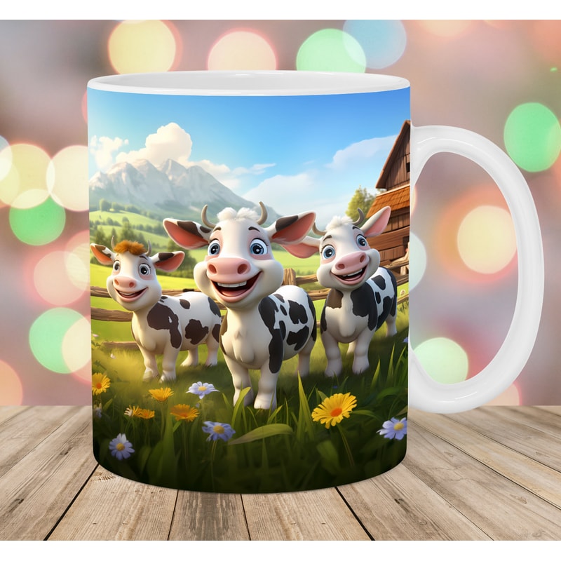 3D Funny Cows Mug Wrap, 11oz And 15oz Mug Template, Mug Sublimation Design, Farm Mug Wrap Template, Instant Digital Download PNG.jpg