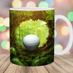 3d golf ball hole in a wall mug wrap 11oz & 15oz mug template mug sublimation design mug wrap template