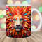 3D Lion Mug Wrap, 11oz & 15oz Mug Template, Mug Sublimation Design, Colorful Flowers Mug Wrap Template, Instant Digital Download PNG.jpg
