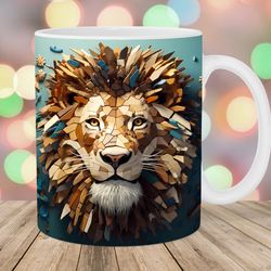 3d lion mug wrap  11oz and 15oz mug template  mug sublimation design  mug wrap template
