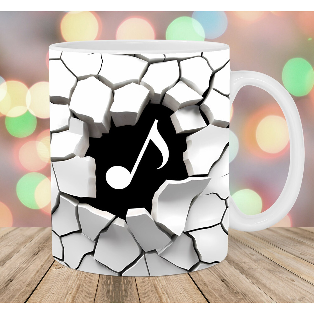 3D Musical Note Hole In A Wall Mug Wrap, 11oz & 15oz Mug Template, Mug Sublimation Design, Mug Wrap Template, Instant Digital Download PNG.jpg