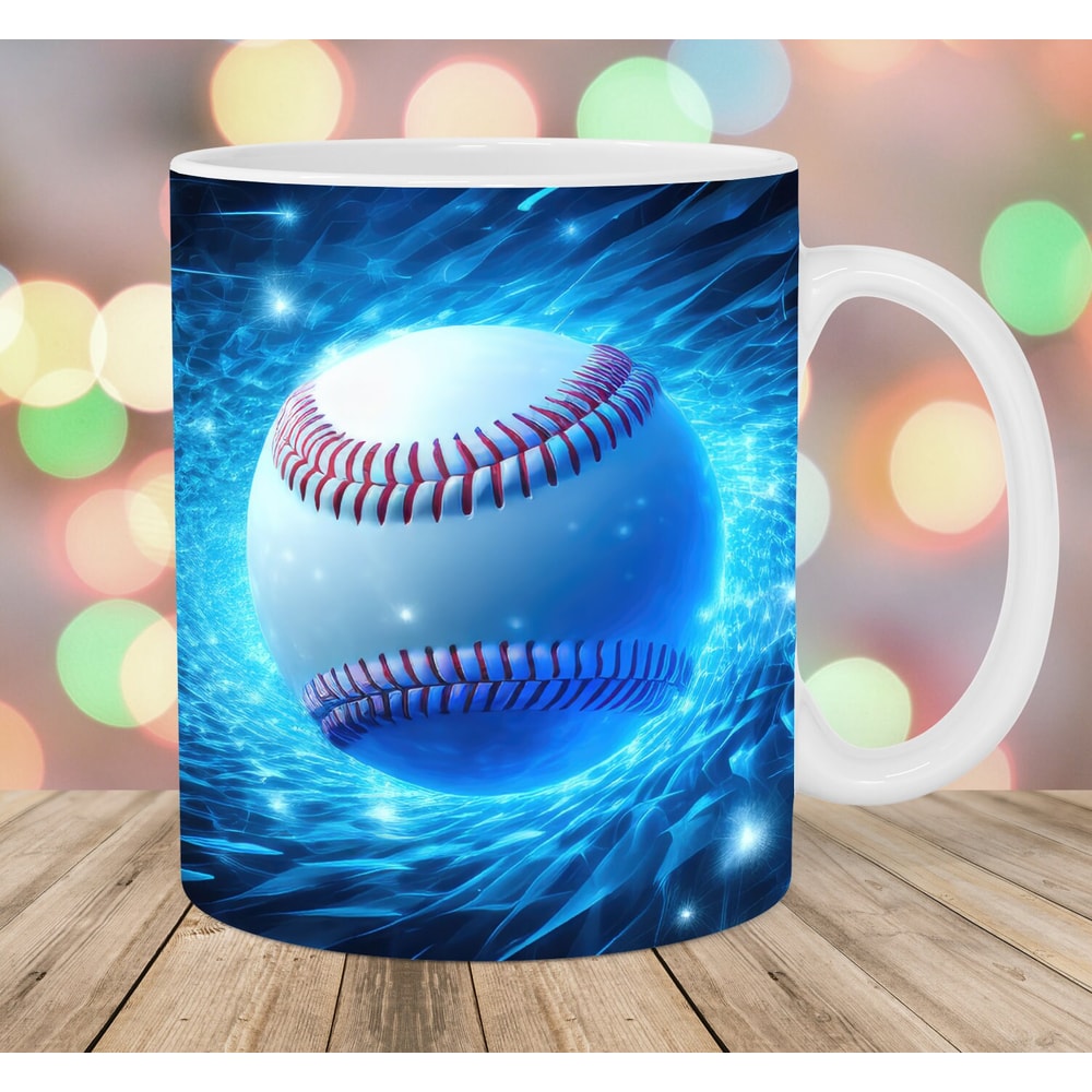 3D Neon Baseball Ball Mug Wrap, 11oz & 15oz Mug Template, Mug Sublimation Design, Mug Wrap Template, Instant Digital Download PNG.jpg