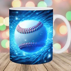 3d neon baseball ball mug wrap  11oz & 15oz mug template  mug sublimation design  mug wrap template