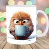 3D Owl Mug Wrap, 11oz & 15oz Mug Template, Mug Sublimation Design, Coffee Mug Wrap Template, Instant Digital Download PNG.jpg