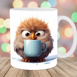 3d owl mug wrap  11oz & 15oz mug template  mug sublimation design  coffee mug wrap template