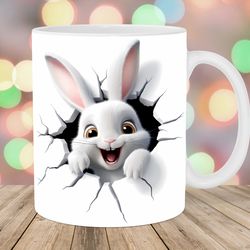 3d rabbit hole in a wall mug wrap 11oz and 15oz mug template mug sublimation design mug wrap template