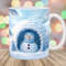 3D Snowman Hole In A Wall Mug Wrap, 11oz & 15oz Mug Template, Mug Sublimation Design, Igloo Mug Wrap Template, Instant Digital Download PNG.jpg