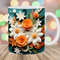 3D White Orange Flowers Mug Wrap, 11oz And 15oz Mug Template, Mug Sublimation Design, Mug Wrap Template, Instant Digital Download PNG.jpg