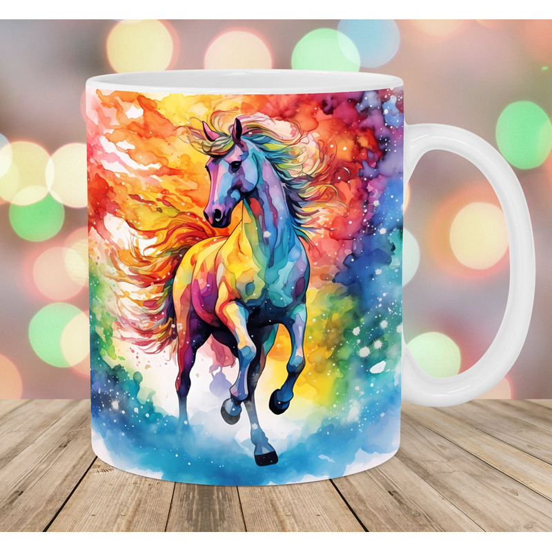 Alcohol Ink Colorful Horse Mug Wrap, 11oz And 15oz Mug Template, Mug Sublimation Design, Mug Wrap Template, Instant Digital Download PNG.jpg