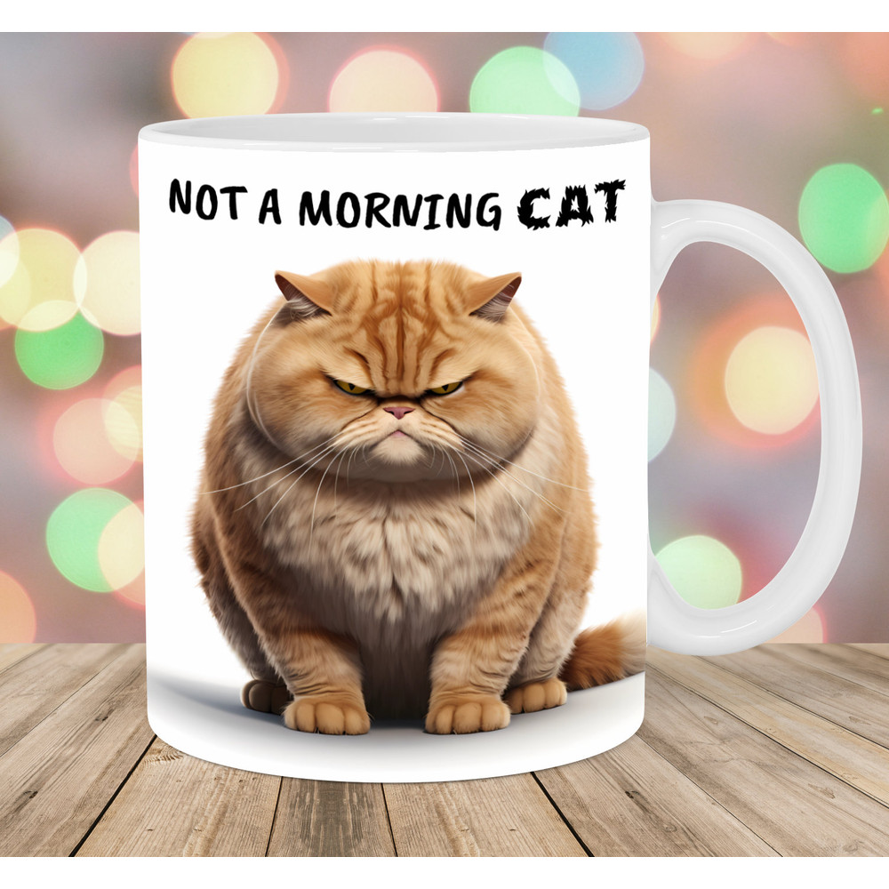 Angry Cat Mug Wrap, 11oz & 15oz Mug Template, Mug Sublimation Design, Not A Morning Cat Mug Wrap Template, Instant Digital Download PNG.jpg