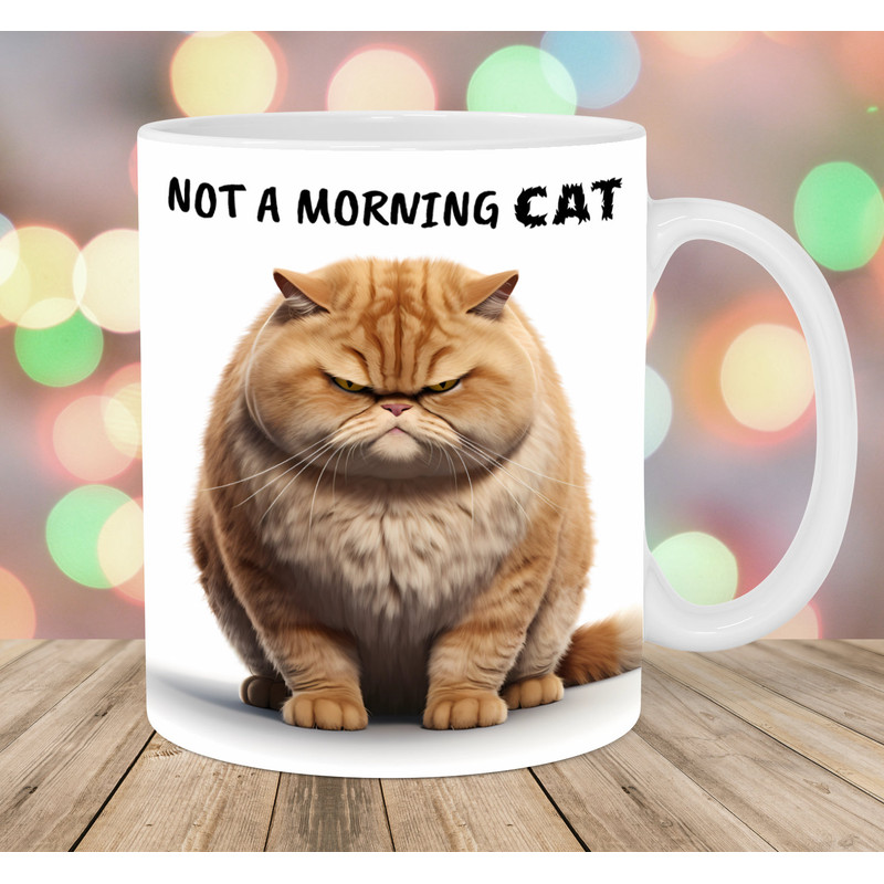 Angry Cat Mug Wrap, 11oz & 15oz Mug Template, Mug Sublimation Design, Not A Morning Cat Mug Wrap Template, Instant Digital Download PNG.jpg