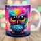 Colorful Neon Owl Mug Wrap, 11oz And 15oz Mug Template, Mug Sublimation Design, Mug Wrap Template, Instant Digital Download PNG.jpg
