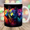 Colorful Neon Wolves Mug Wrap, 11oz & 15oz Mug Template, Mug Sublimation Design, Rainbow Mug Wrap Template, Instant Digital Download PNG.jpg