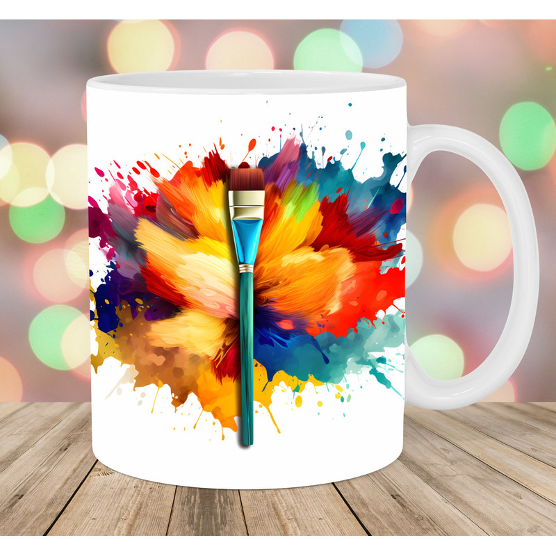 Colorful Paint Splash Mug Wrap, 11oz & 15oz Mug Template, Mug Sublimation Design, Paint Brush Mug Template, Instant Digital Download PNG.jpg