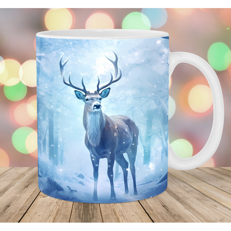Deer Mug Wrap, 11oz And 15oz Mug Template, Mug Sublimation Design, Winter Forest Mug Wrap Template, Instant Digital Download PNG.jpg