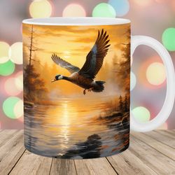 duck mug wrap  11oz & 15oz mug template  forest mug sublimation design  lake reflection mug wrap template