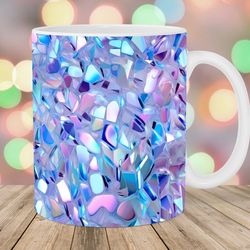 glitter holographic opal mug wrap  11oz & 15oz mug template  mug sublimation design  mug wrap template