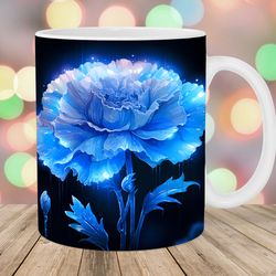 neon carnation mug wrap  11oz and 15oz mug template  mug sublimation design  flower mug wrap template