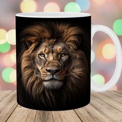 realistic lion mug wrap  11oz and 15oz mug template  mug sublimation design  mug wrap template