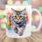 Watercolor Cat Mug Wrap, 11oz & 15oz Mug Template, Colorful Mug Sublimation Design, Kitten Mug Wrap Template, Instant Digital Download PNG.jpg