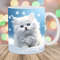 White Kitten Mug Wrap, 11oz And 15oz Mug Template, Snowflakes Mug Sublimation Design, Winter Mug Template, Instant Digital Download PNG.jpg