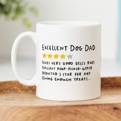 excellent dog dad mug personalised gift, funny gift