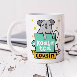 koala tea cousin mug personalised gift, birthday gift, christmas gift, best cousin gift