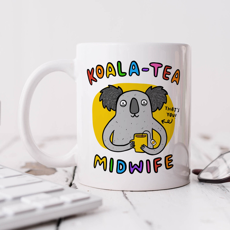 Koala Tea Midwife Mug - Personalised Mug, Congrats, Thank You Gift, Best Midwife Mug, Leaving Work Gift, Graduation Mug.jpg