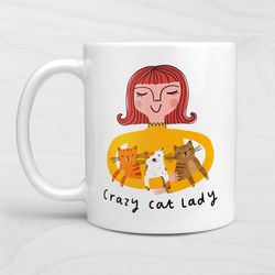 personalised crazy cat lady mug   funny friendship gift, birthday gift for her, cat lover, from the pet, cat mum